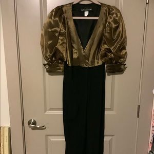 Vintage Organza Puff Sleeve Wrap Dress